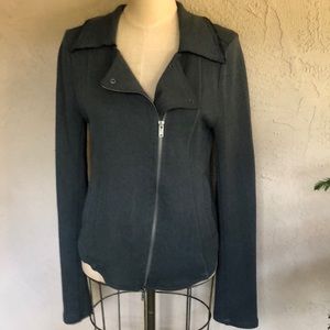 Anthropologie olive green knit moto style jacket